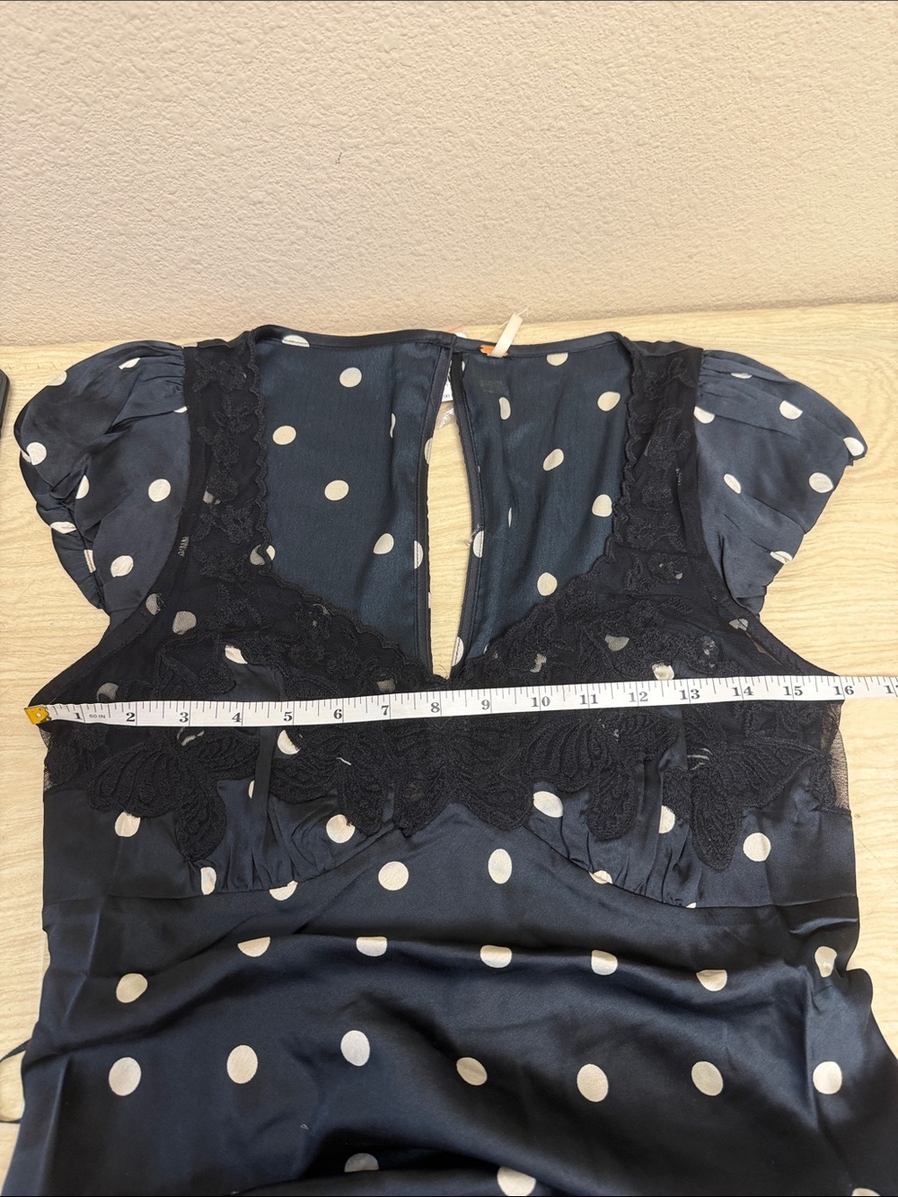 Free People Black Polka Dot Midi Dress with Cream Dots - Picture 7 of 9